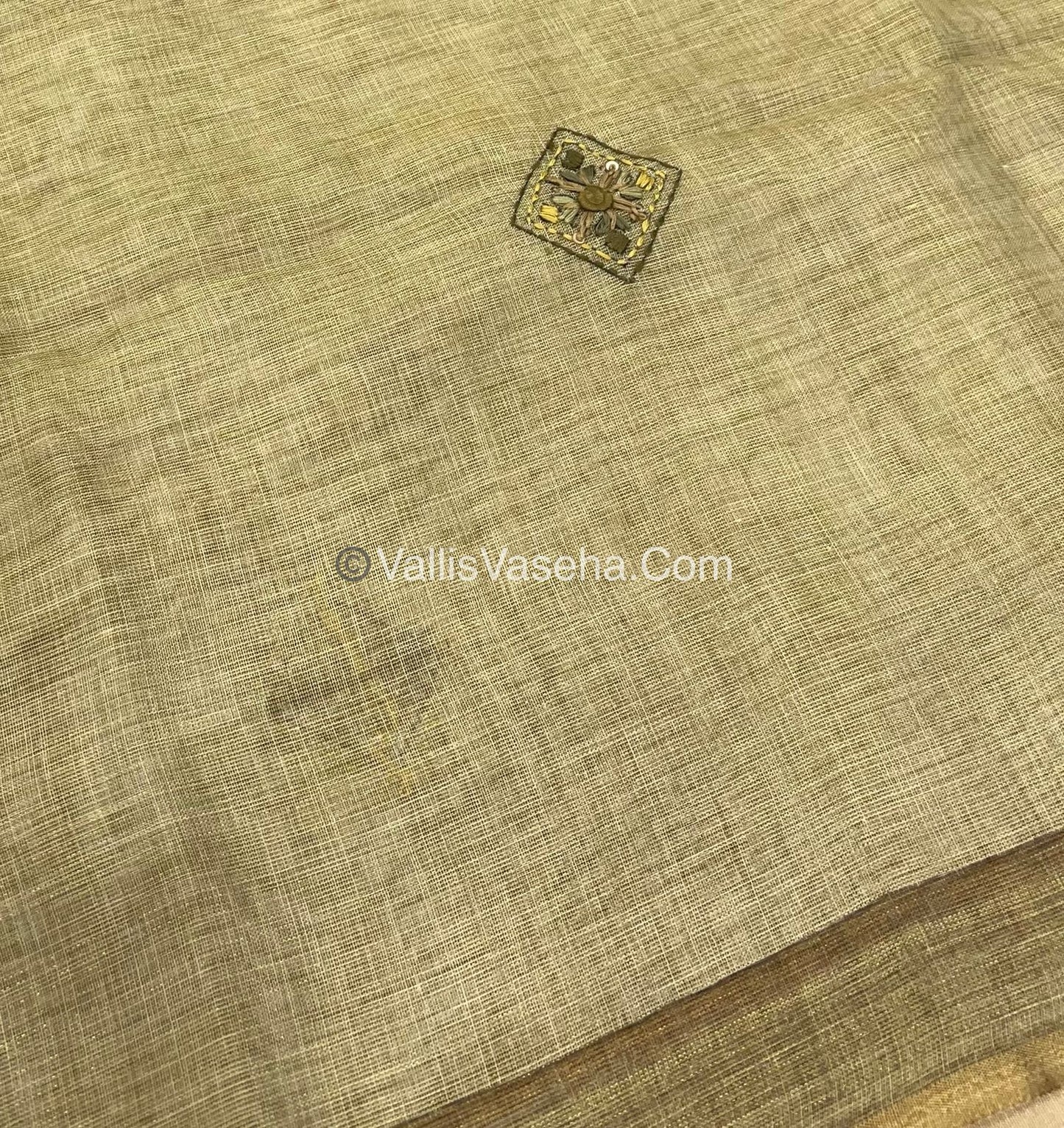 French Knot - Linen Tissue Saree - Venthayam Mixed Green Shade A VVLFN003