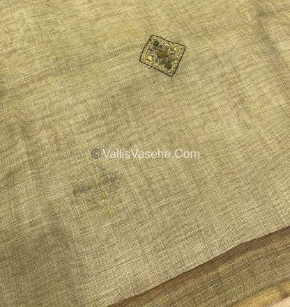 French Knot - Linen Tissue Saree - Venthayam Mixed Green Shade A VVLFN003