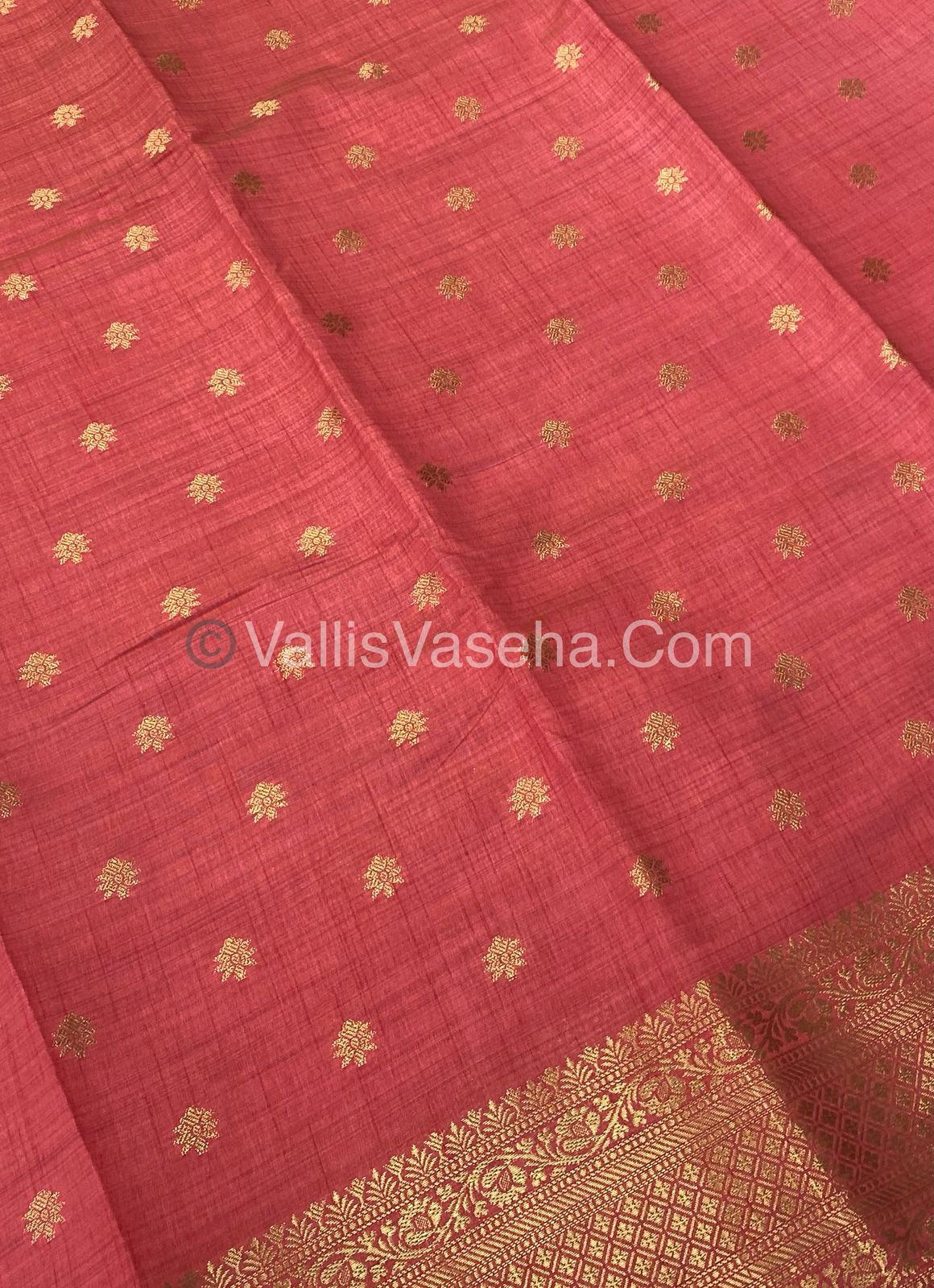 Semi Tussar Silk  - Light Peach Shade  - VVSTS013