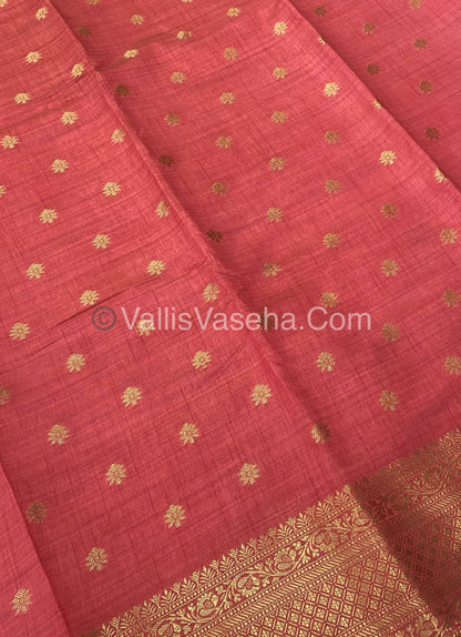 Semi Tussar Silk  - Light Peach Shade  - VVSTS013