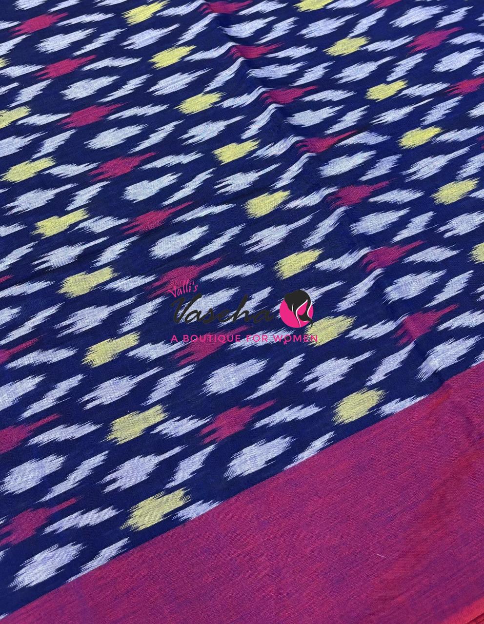 Ikkat Mercerised Cotton Saree - Single Ikkat - VVIKS001