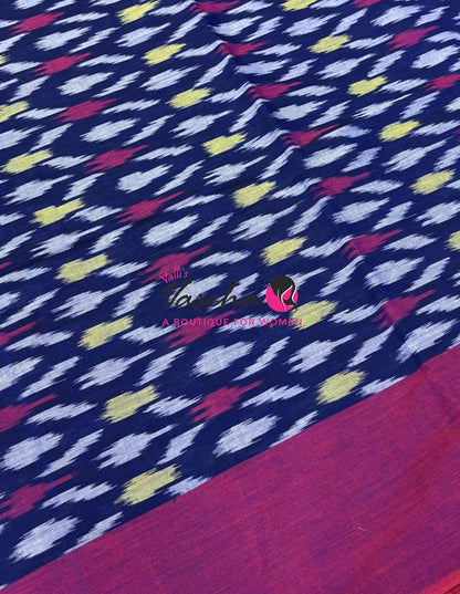 Ikkat Mercerised Cotton Saree - Single Ikkat - VVIKS001