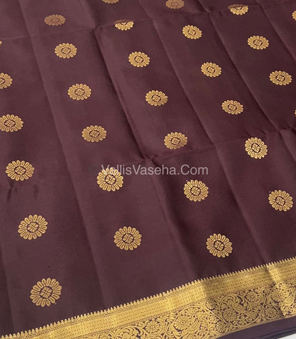 Pure Soft Silk Saree - Kanchi Border - Brown Shade - VVPSS046