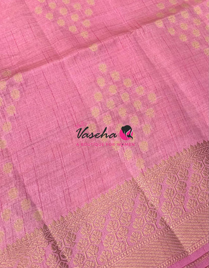 Semi Tussar Silk - Grand Pallu  - Pink Shade - VVSTS071