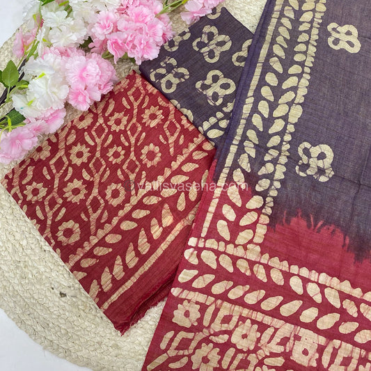 Unstitched Salwar Material- Baswada Batick Printed Silk - VVUSM005
