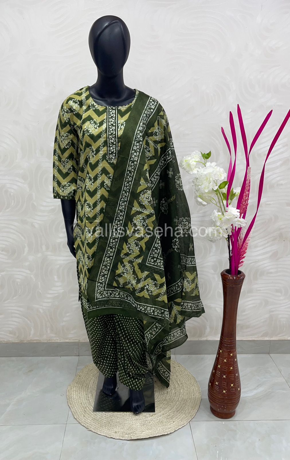 Ready Made - Semi Patiyala 3(pc) Set - Printed Cotton - VVRSP001