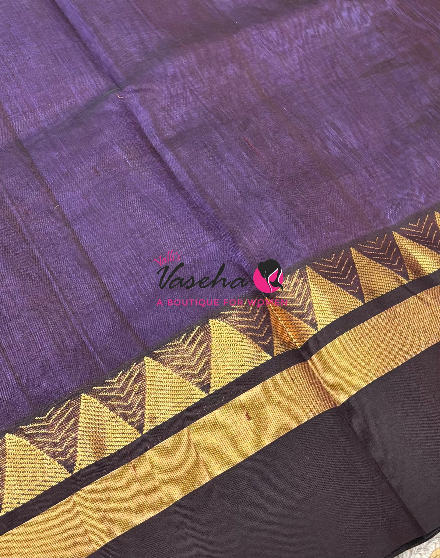 Pure Korvai Silk Cotton Saree - Lavendar with Brown -  VVKSC030