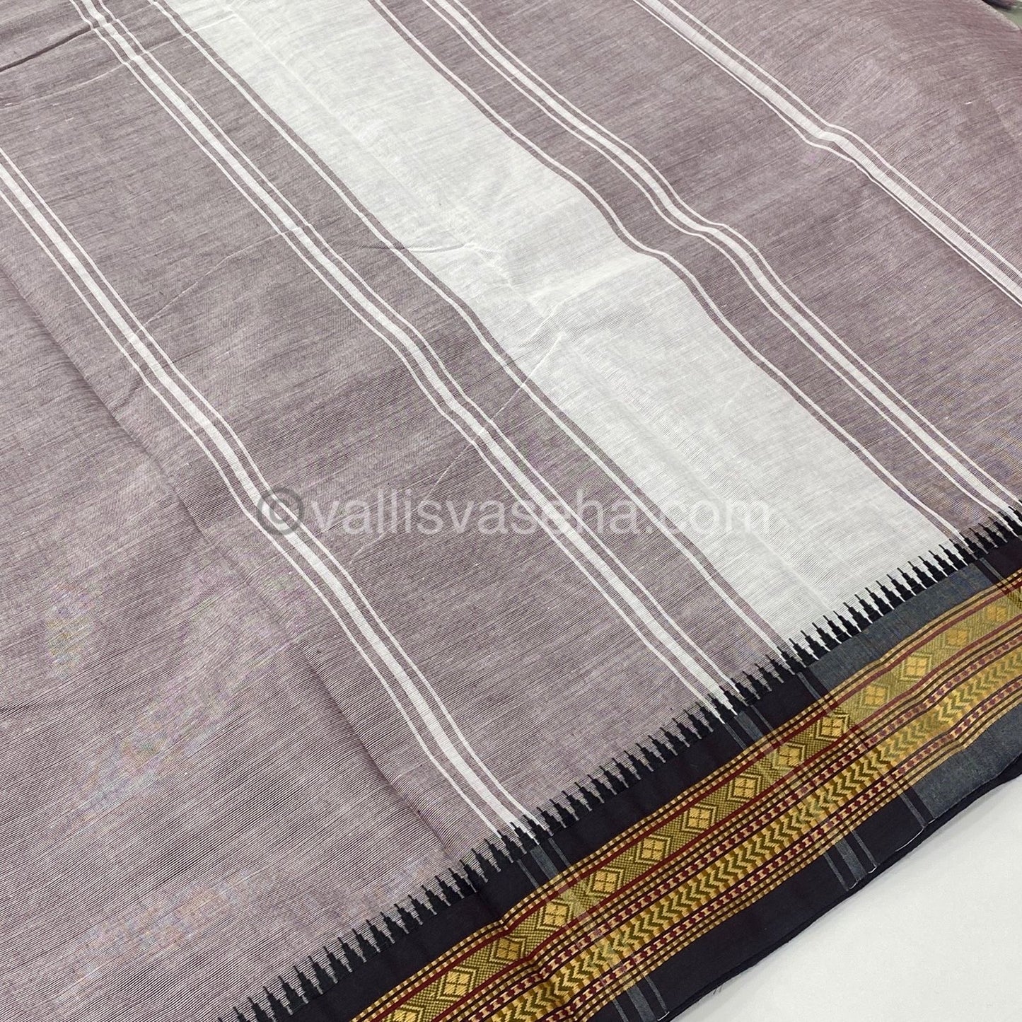 Kanchi Cotton Saree -Double Tone mixed Greyish shade with Dark Wine Color  - VVKCS003