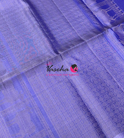 Pure Soft Silk Saree - Blue & Lavender Combo - VVPSS111