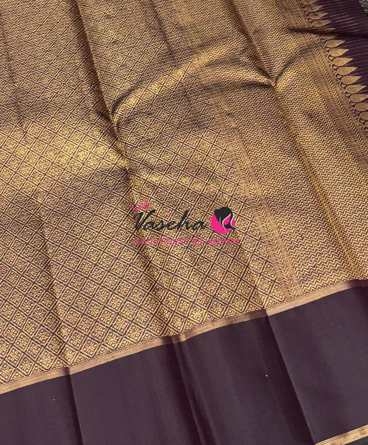 Pure Kanchipuram Silk Saree - Brown Shade - VVPS100