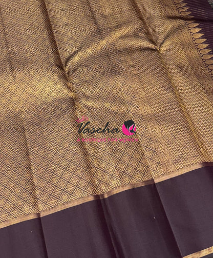 Pure Kanchipuram Silk Saree - Brown Shade - VVPS100