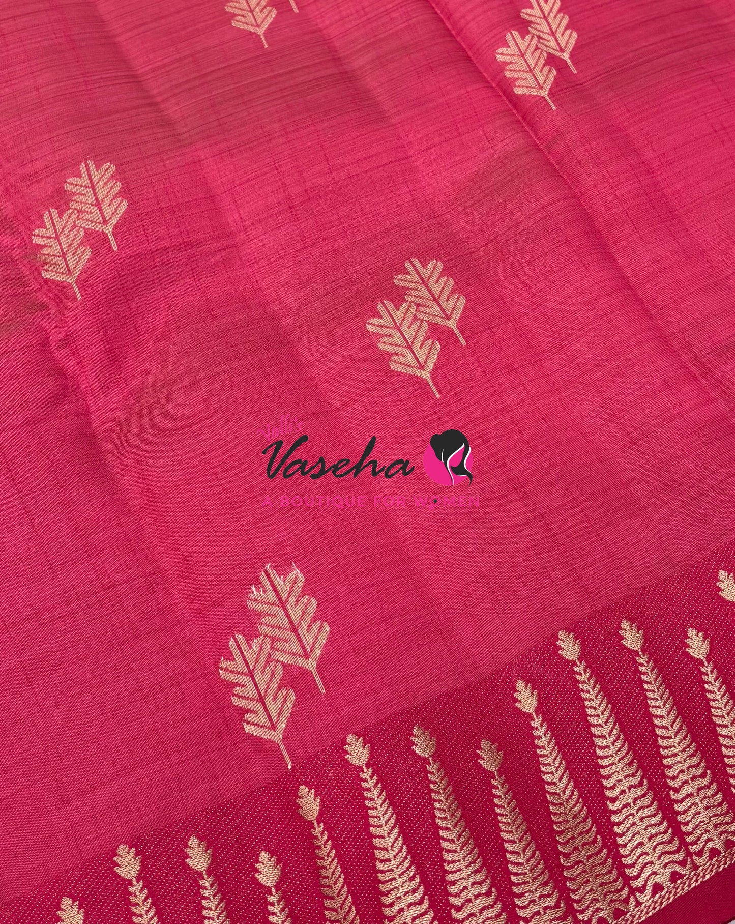 Semi Tussar Silk Saree | Pinkish Red  shade |VVSTS050