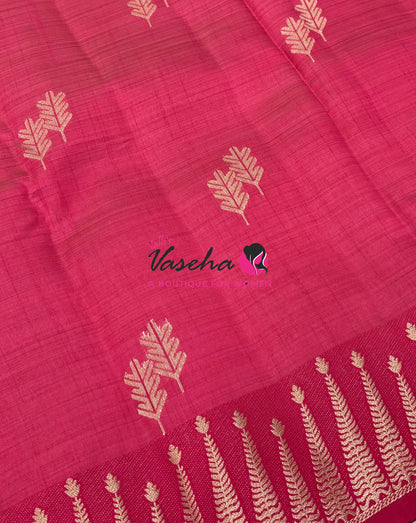 Semi Tussar Silk Saree | Pinkish Red  shade |VVSTS050