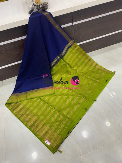 Semi Jute Silk Saree - Blue With Green Shade- VVSJS001