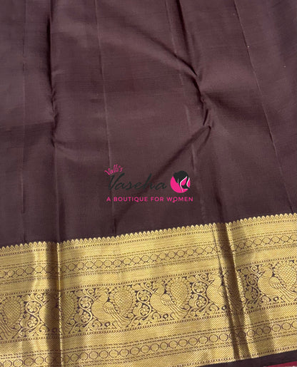 Pure Kanchipuram Silk Saree - Ramar Green With Brown - VVPS094