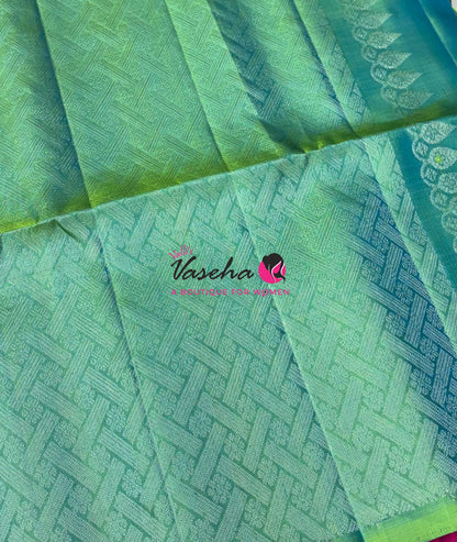 Pure Soft Silk Saree  - Pink With Dual Tone Green Combo - VVPSS139