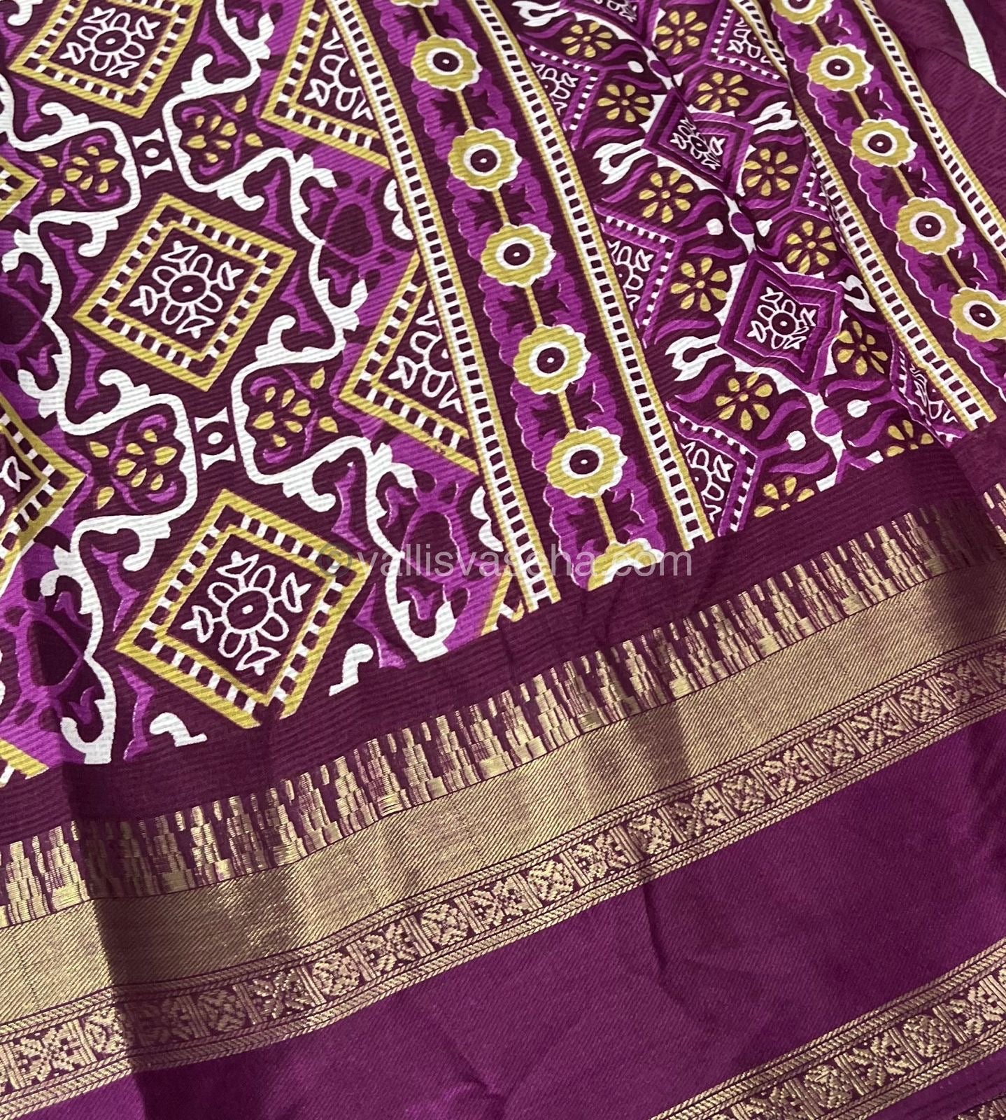 Casual Wear Saree - Fancy Mixed Cotton - Purple Shade - VVFMC002