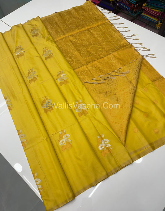 Semi Soft Silk - Border less - Yellow  shade - VVSSS007