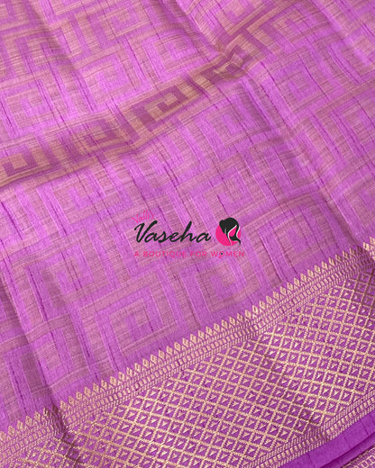 Semi Tussar Silk Saree |  Lilac /  Lavendar Shade |VVSTS058