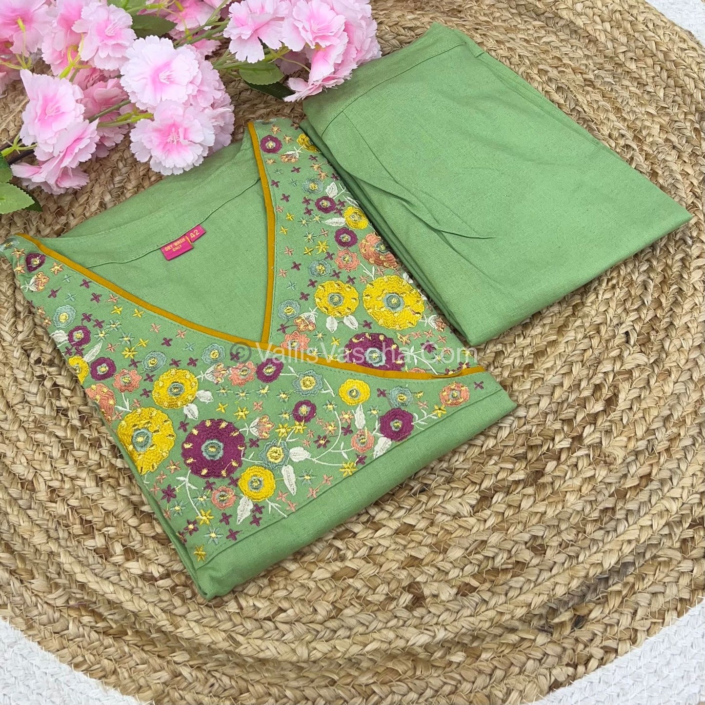 Trendy Cotton - Co-ord Set - Green Shade - VVRCS004