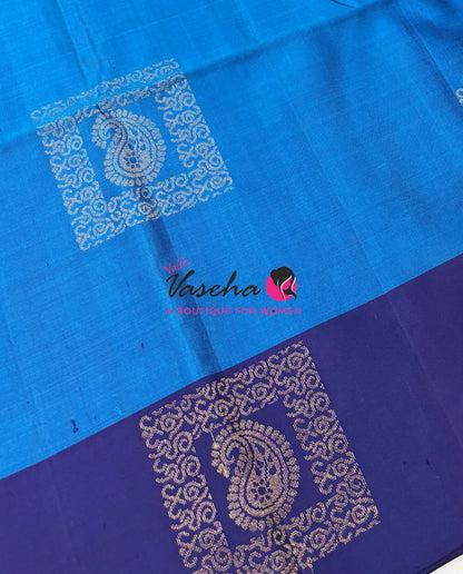 Pure Soft Silk Saree - Blue & Blue - VVPSS091