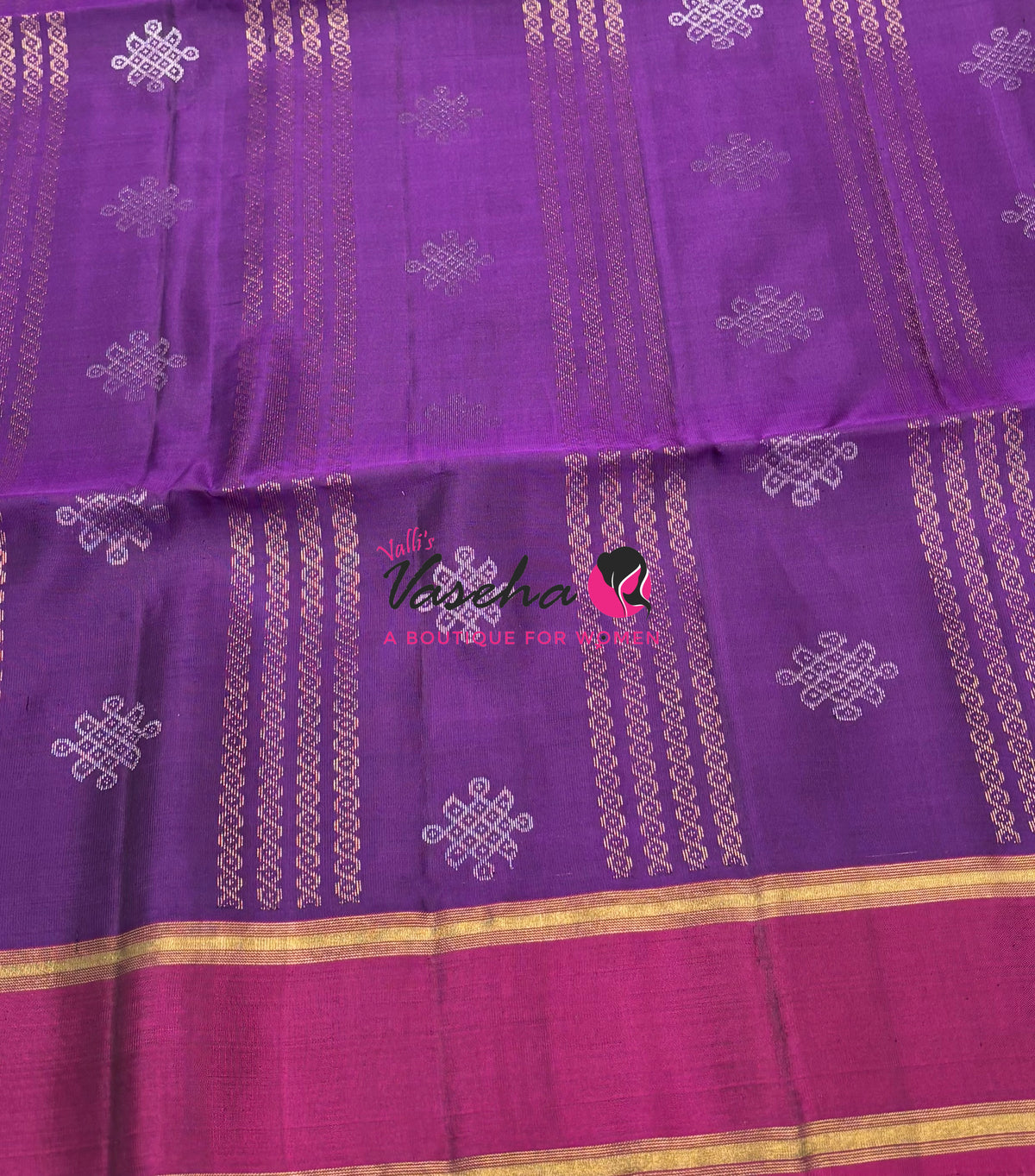 Pure Soft Silk Saree  - Kolam Weaving  - Purple & Pink Combo - VVPSS143