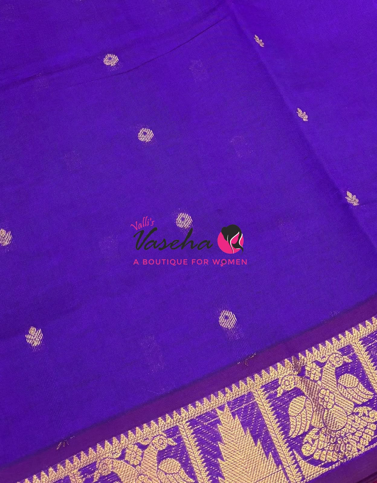 Semi Silk Cotton Saree - Small Zari Butta  - Retta Mayil Border- VVSSC015