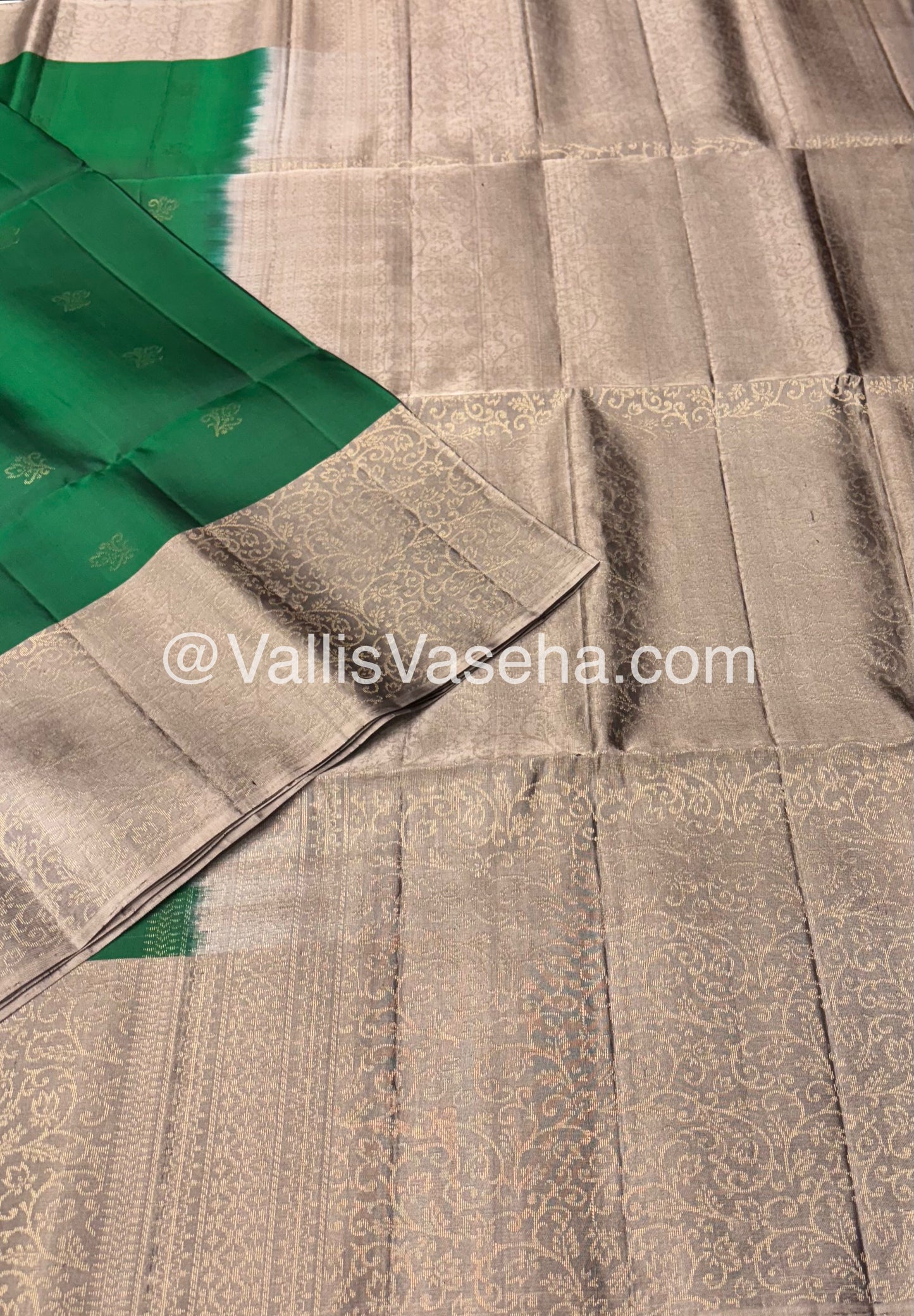 Pure Soft Silk Saree - Green & Grey Combo - VVPSS042