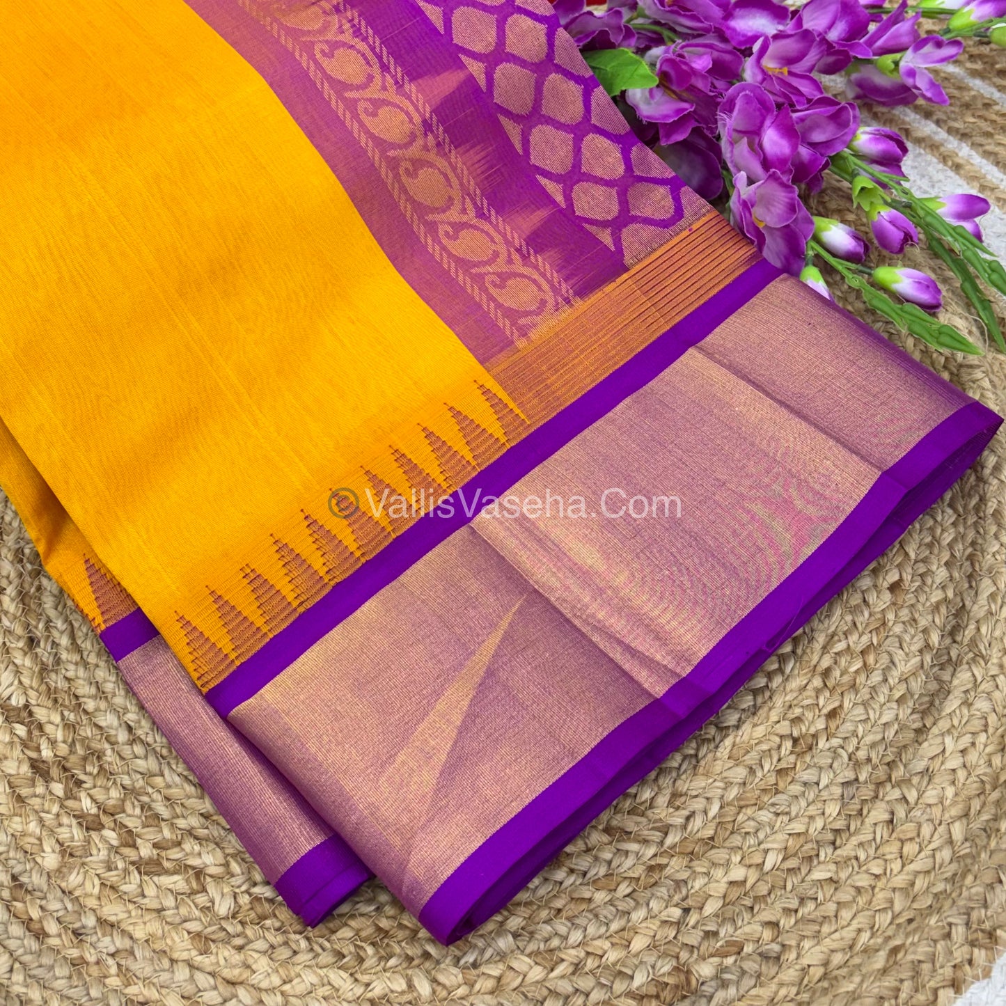 Pure Korvai Silk Cotton Saree - Temple border - VVKSC001