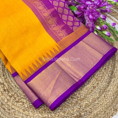 Pure Korvai Silk Cotton Saree - Temple border - VVKSC001