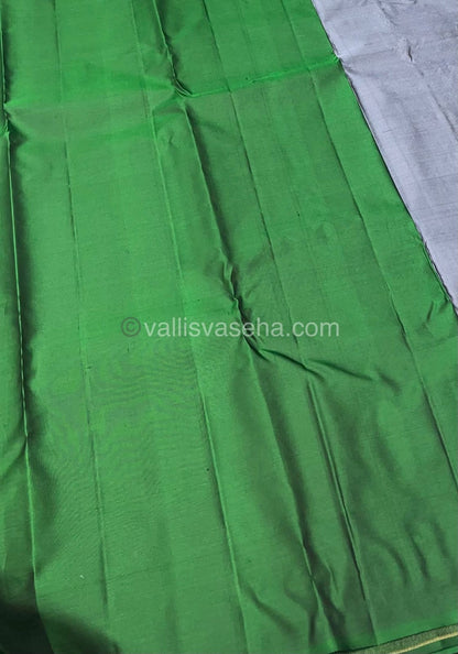 Pure Soft Silk Saree - Light Weight - Grey with Green shade - VVPSS025