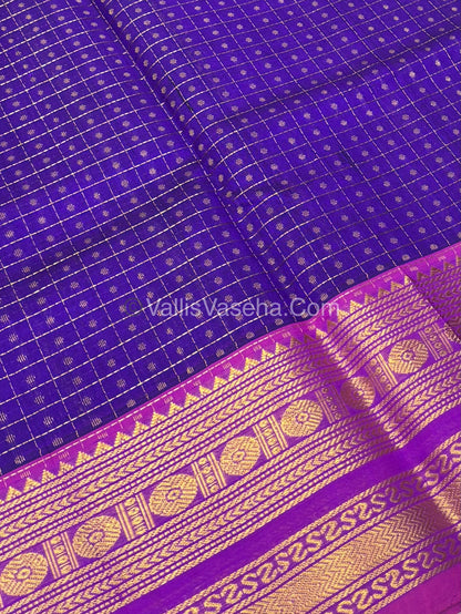 Pure Silk Cotton Saree | Blue With Pink Shade |Lakshadeepam Design VVPLD002