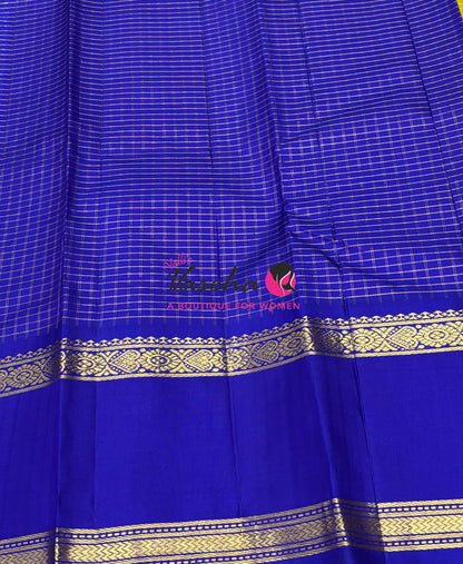 Pure Vintage Korvai Kanchipuram Silk Saree - Lemon Yellow With Blue - VVPS102