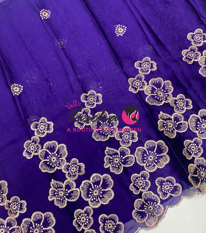 Blouse Bit - Semi Georgette -￼Violet Shade  - 1 mtr - VVBB002