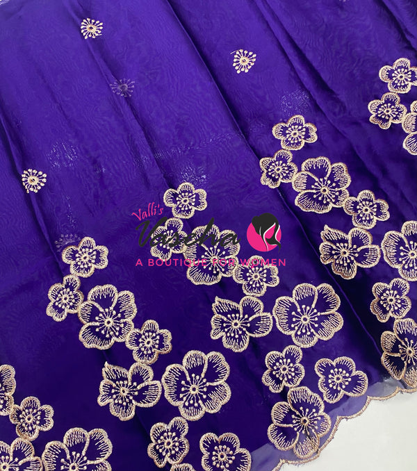 Blouse Bit - Semi Georgette -￼Violetish Purple Shade  - 1 mtr - VVBB002