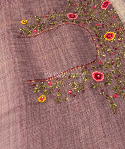 French Knot - Tissue Saree - Onion Pink Shade - VVLFN001