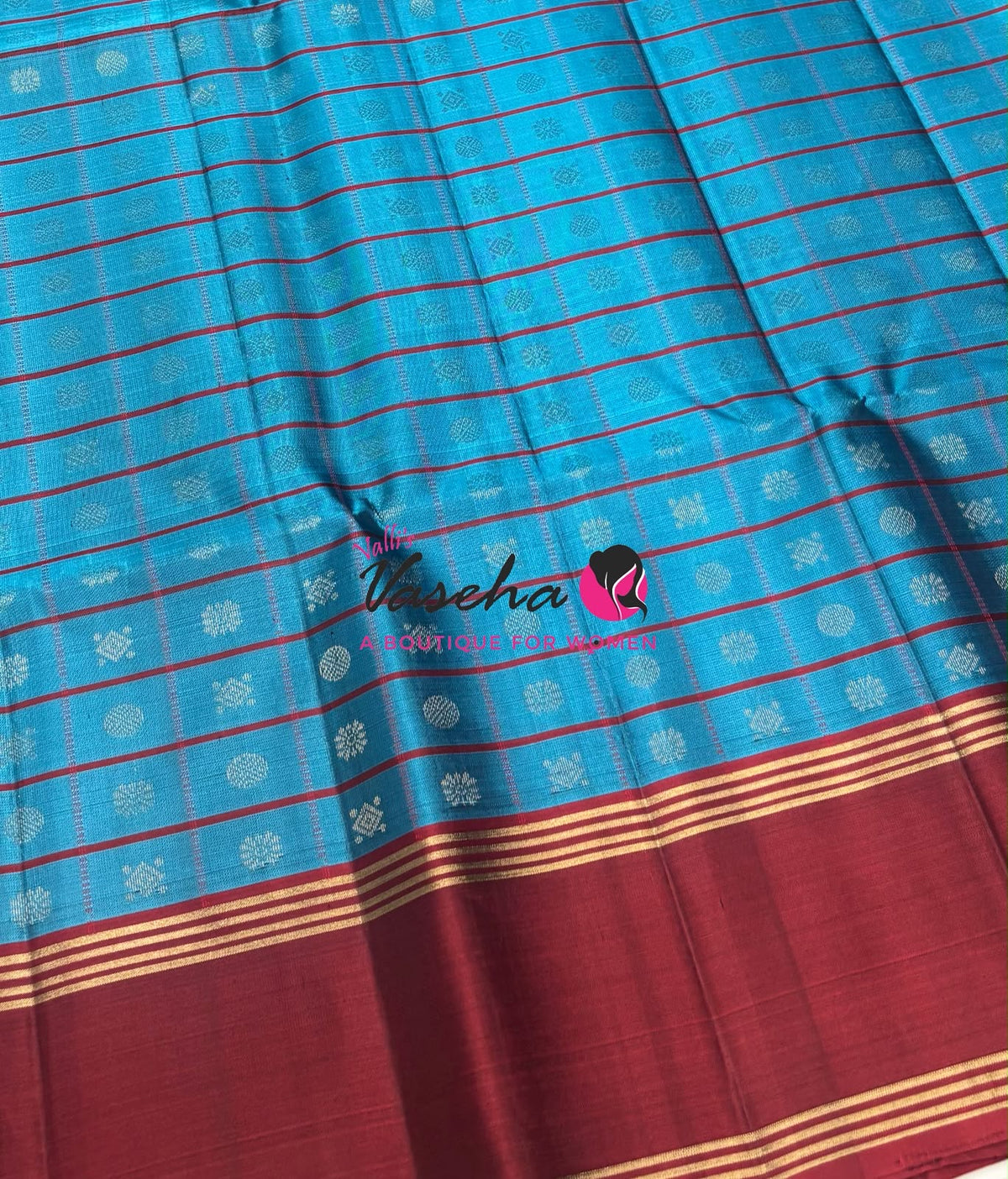 Pure Soft Silk Saree - Blue & Maroon Shade - VVPSS116