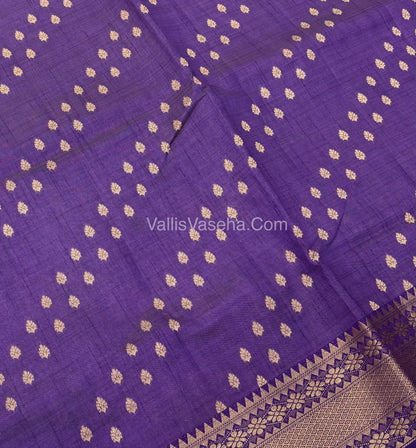 Semi Tussar Silk - Grand Pallu  - ￼Purple Shade - VVSTS017