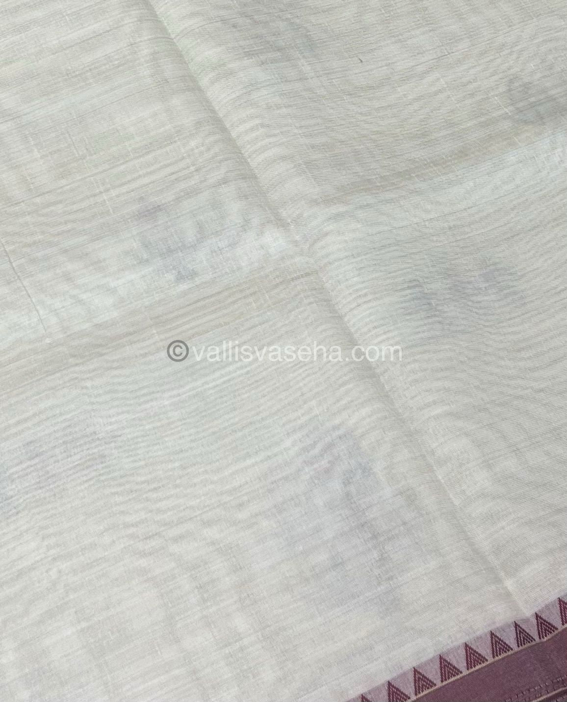 Semi Tussar Embroidery - Cream with Merun Combo - VVSTE001
