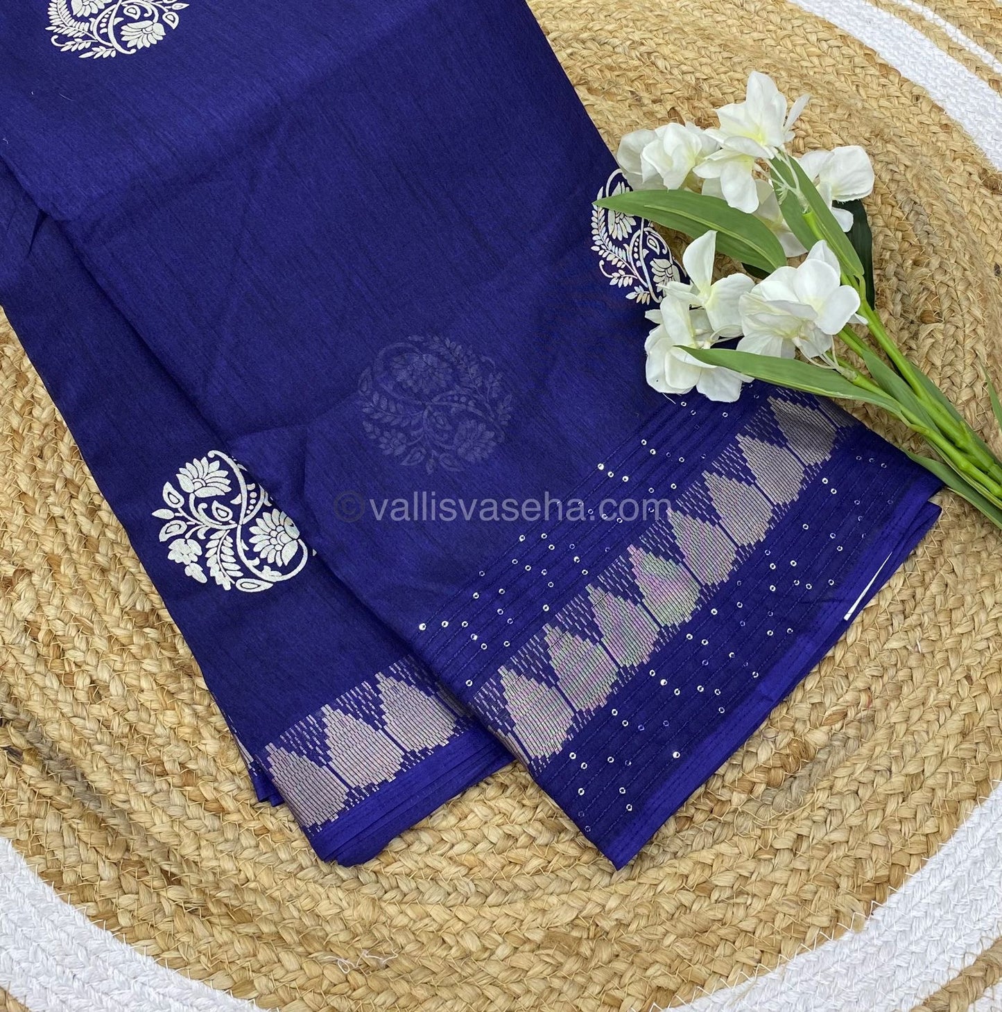 Casual Wear Sarees - Semi Binny / Semi Dola Silk - Violetish Blue - VVSDS004