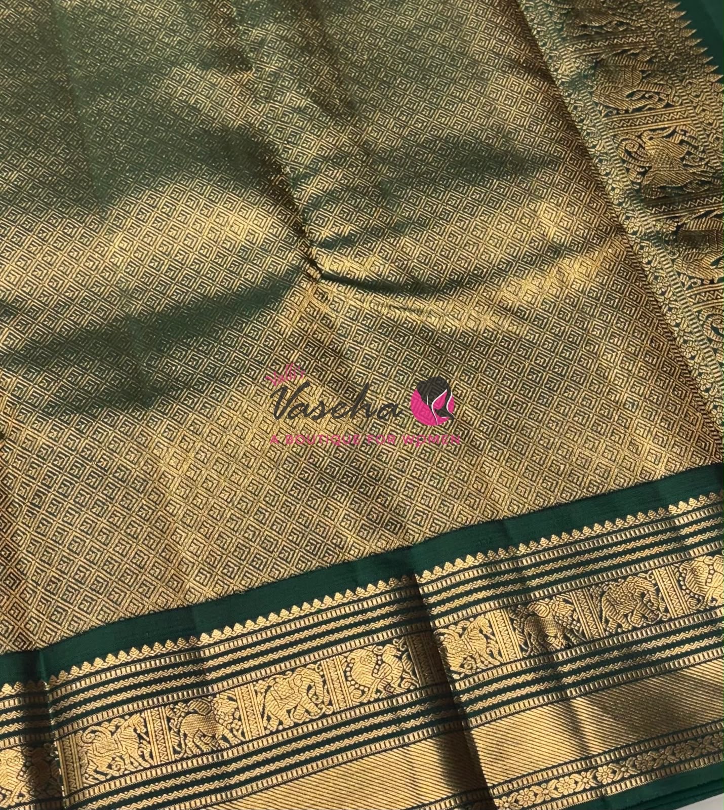 Pure Vintage Korvai Kanchipuram Silk Saree - Yellow & Green Combo - VVPS046