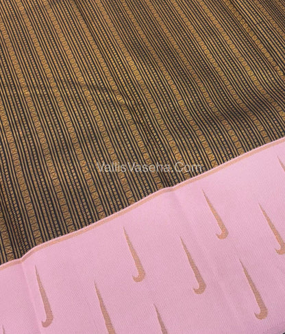 Kanchi Semi Silk - Black with Pink  - VVKSS001