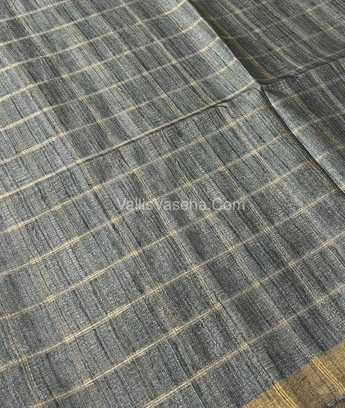 Semi Gicha Tussar Silk Saree - checks pattern - VVSGT001