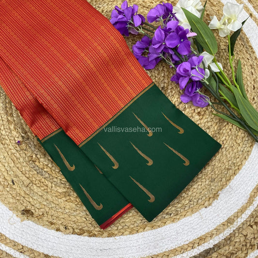 Kanchi Semi Silk - Red with Green - VVKSS001