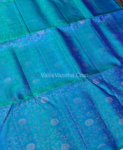Pure Soft Silk Saree - Border Less - Peacock Blue Shade - VVPSS055