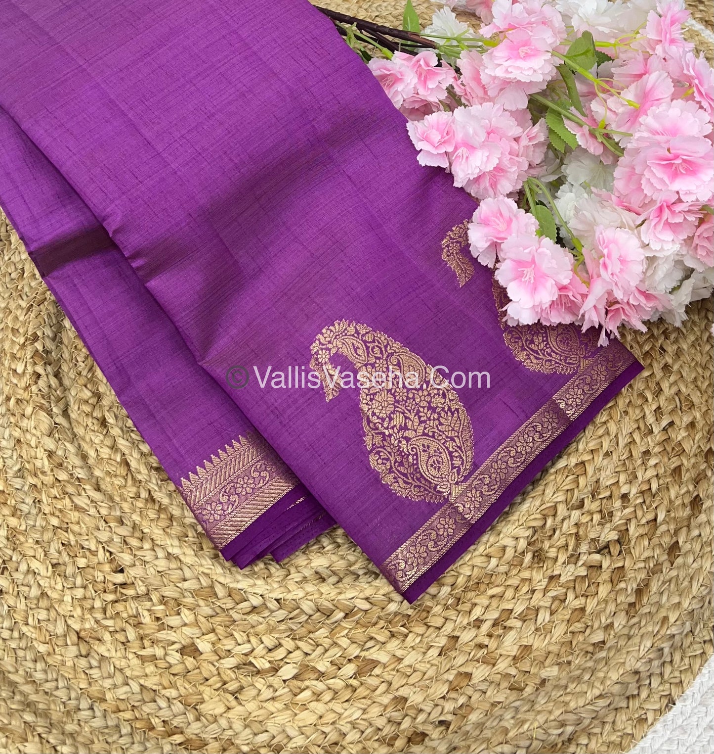 Semi Tussar Silk - Small Mango - Lavender Lilac Shade - VVSTS002