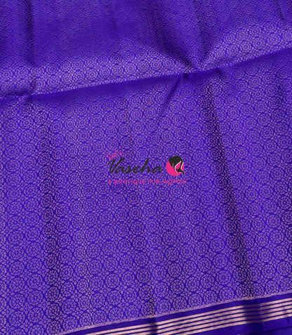 Pure Soft Silk Saree  - Yellow With Violetish Blue Combo - VVPSS151