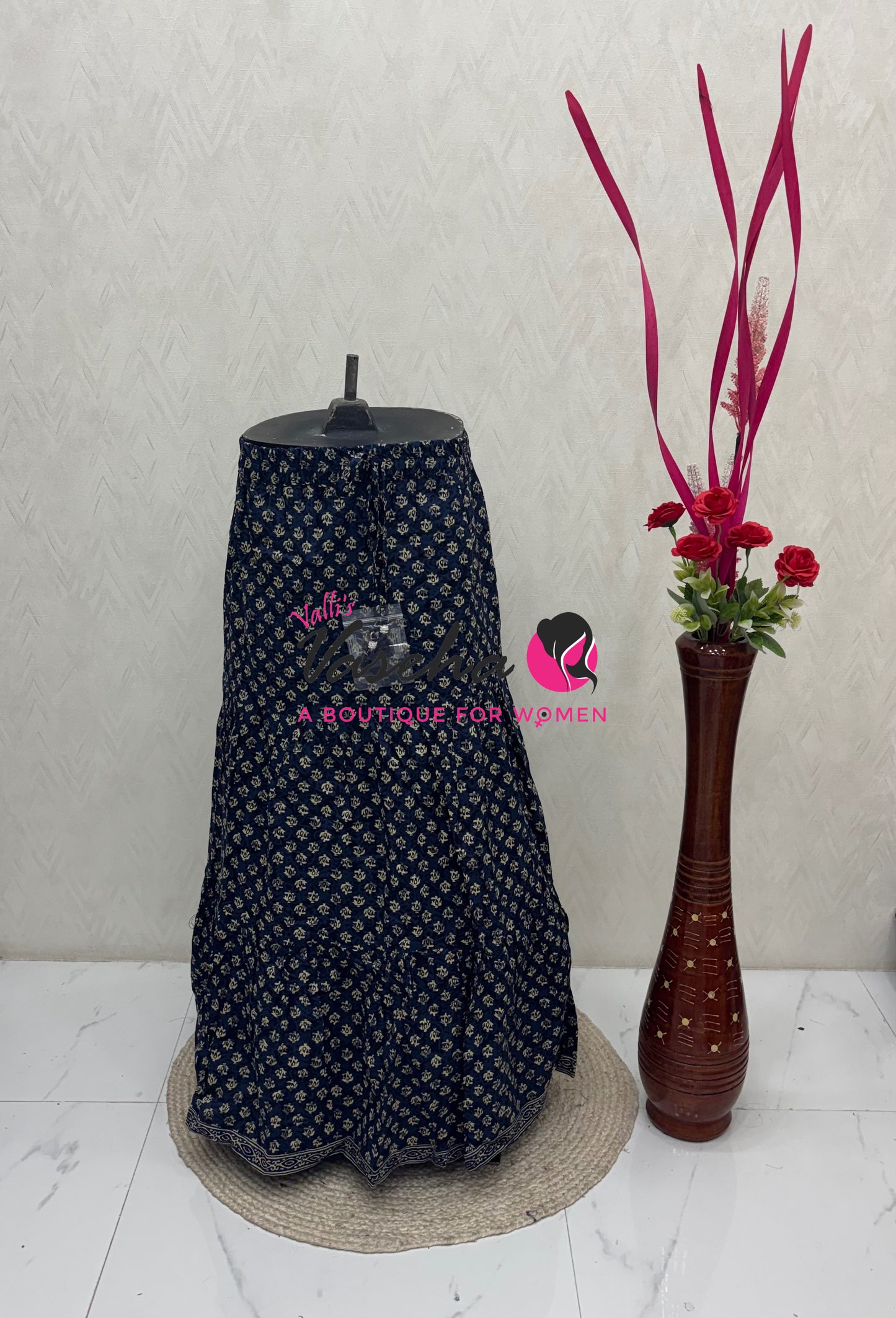 Skirts - Indigo Blue shade - Free Size ( Fit Upto XL Size) - VVPS001
