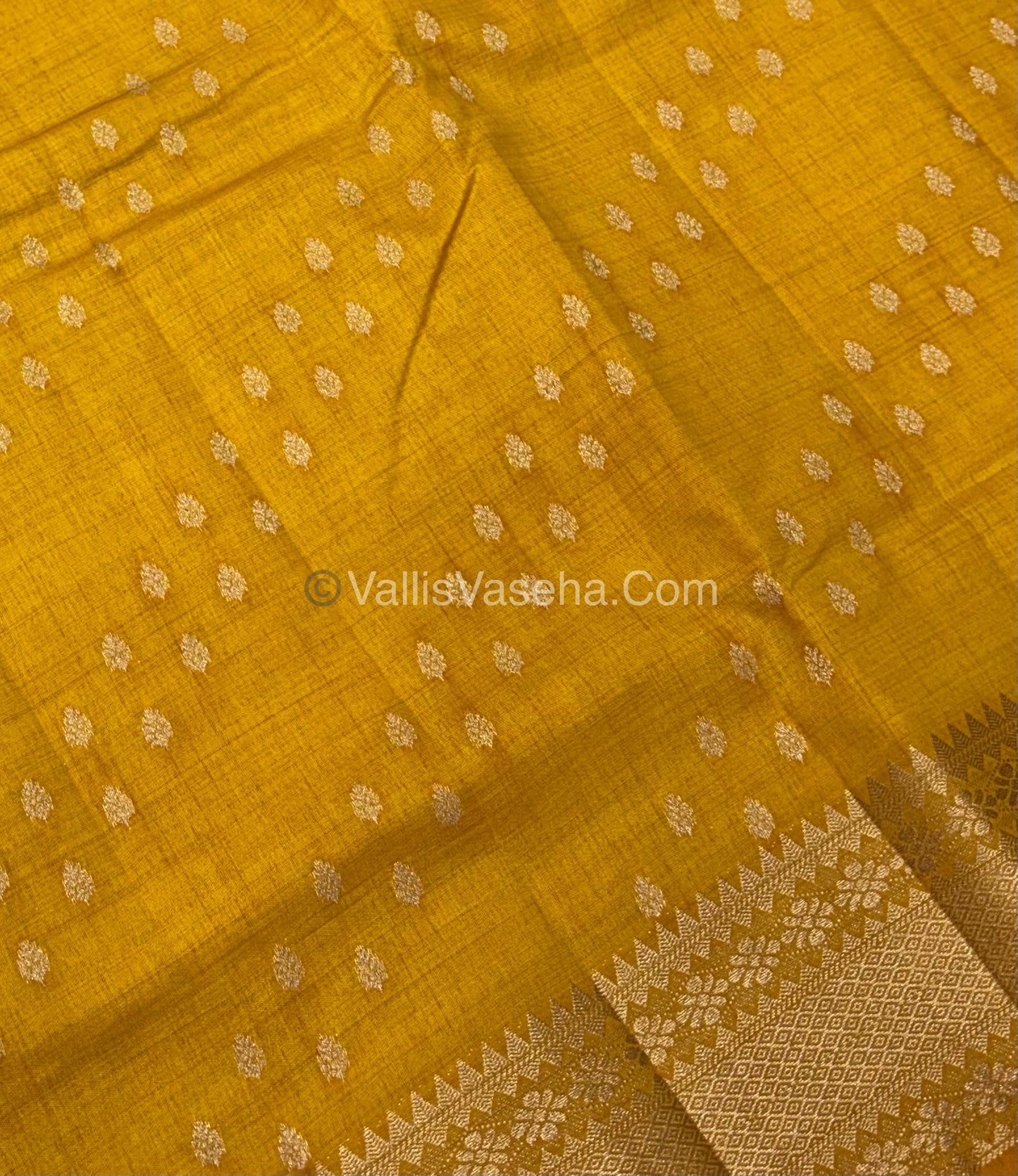Semi Tussar Silk - Grand Pallu  Yellow Shade - VVSTS017