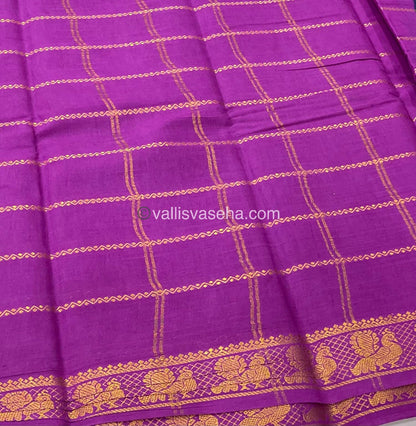 Sungudi Cotton Saree | Velthari Design - Navy Blue with Purple Shade - VVSCV001